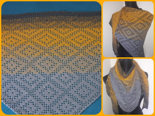 Triangular Shawl "Rhombuses" crochet pattern