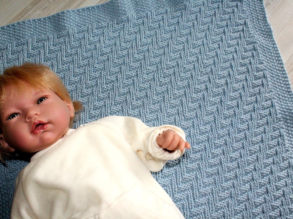 Strickanleitung Babydecke, Plaid, Wagendecke Strukturmuster, für Anfänger geeignet - Bild 4