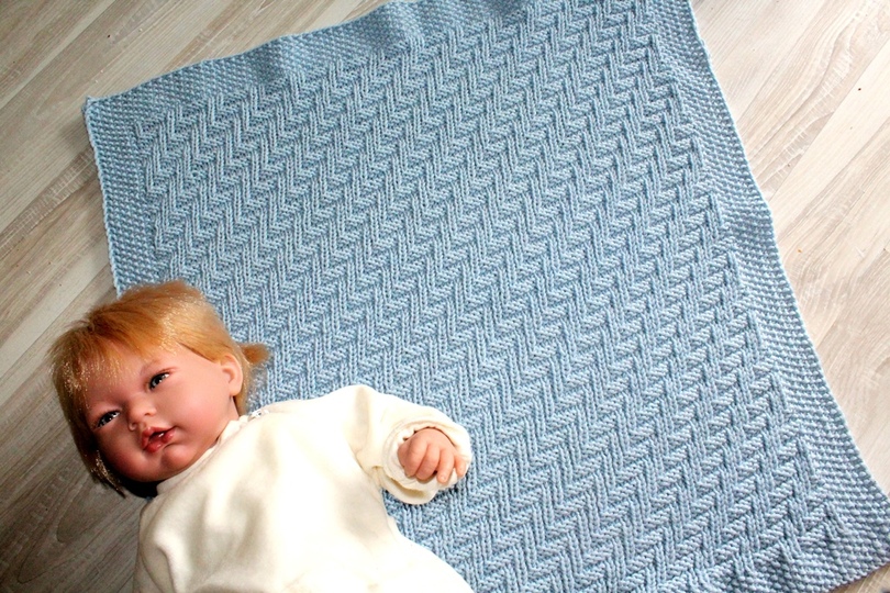 Strickanleitung Babydecke, Plaid, Wagendecke Strukturmuster,   #200