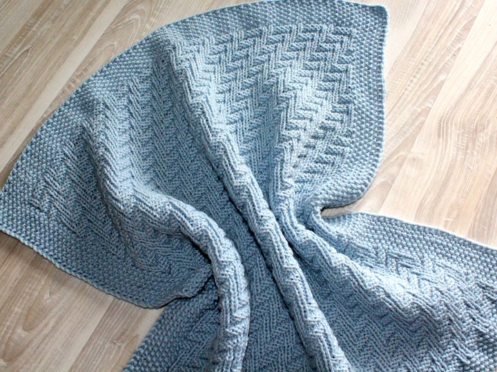 Strickanleitung Babydecke, Plaid, Wagendecke Strukturmuster,   #200