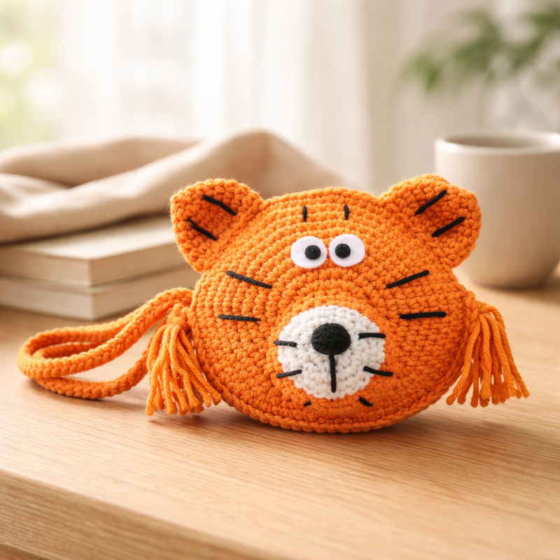 Häkelanleitung Tigertasche, Tiertasche, Kindertasche