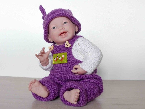 Dollclothes overall „Lilly“, Crochetpattern for 11“-19“ dolls, Knotenzeug, Pattern for dolls