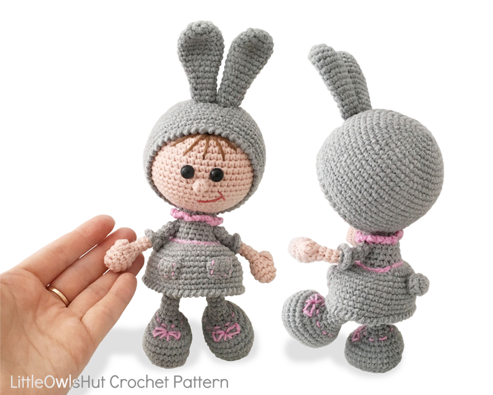 190 Crochet Pattern - Girl Doll in an Easter Bunny Rabbit outfit - Amigurumi PDF file by Stelmakhova CP