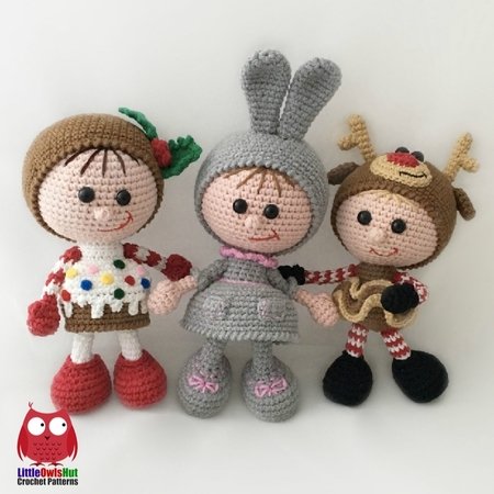 190 Crochet Pattern - Girl Doll in an Easter Bunny Rabbit outfit - Amigurumi PDF file by Stelmakhova CP