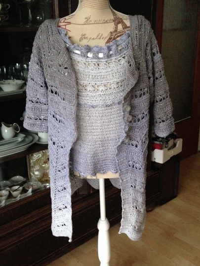 Häkeltop "Funkelnder Diamant" passend zur gleichnamigen Jacke, Gr. 42