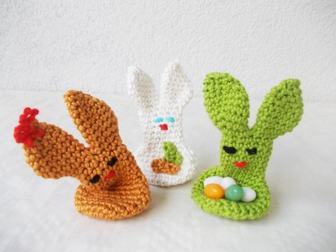 Gehäkelte (Wuschel-(Oster)-Hasen (10 cm)
