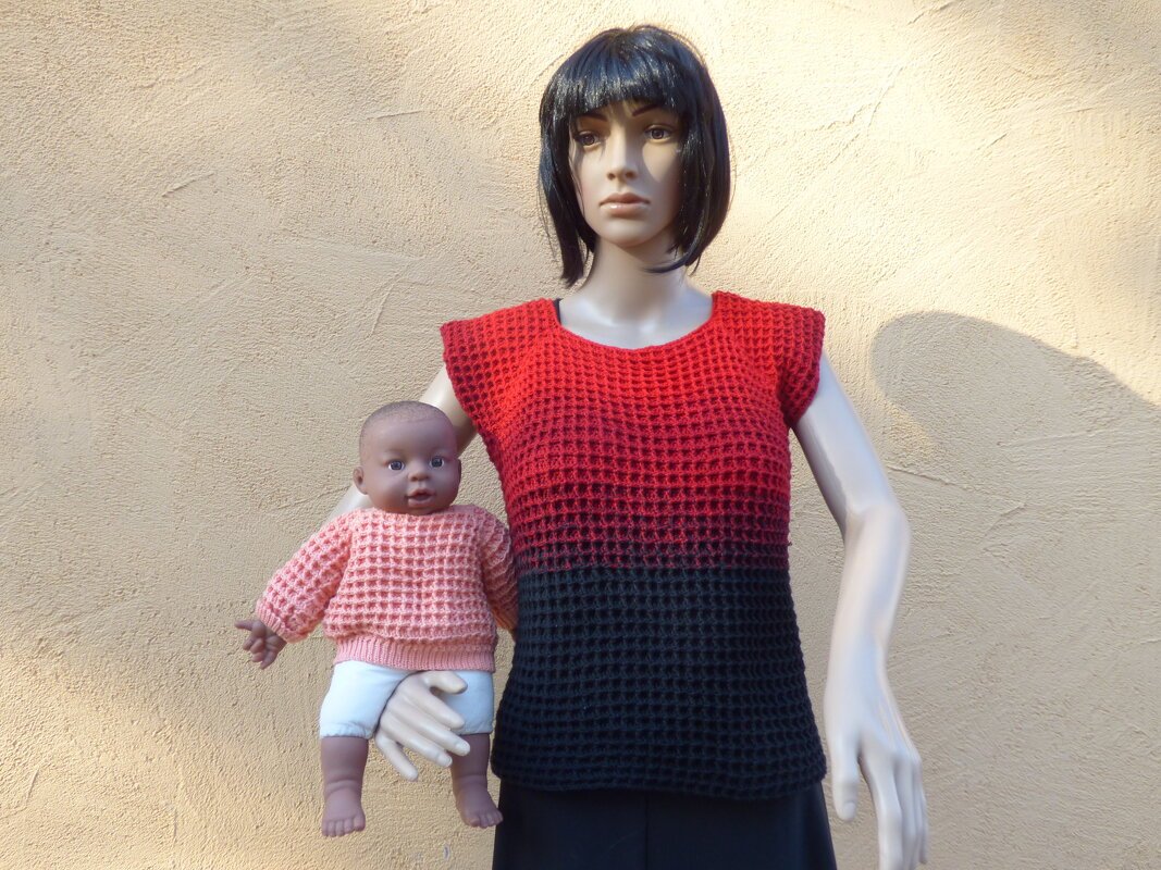 Häkelanleitung Waffelpullover alle Größen