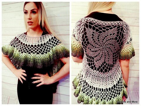 Häkelanleitung asymmetrischer Poncho "Zauberblatt"