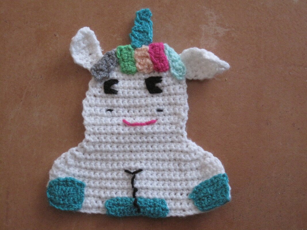 Häkelanleitung Topflappen Einhorn - ideal für Anfänger