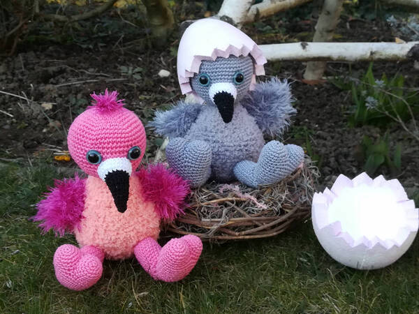 Flamingo babys - crochet pattern