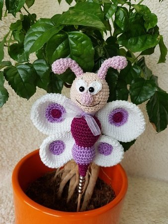 Crochet Pattern Flower Stick "Frieda" Butterfly