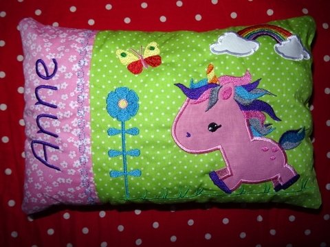 Stickdatei Einhorn Kissen Taschenbild ITH