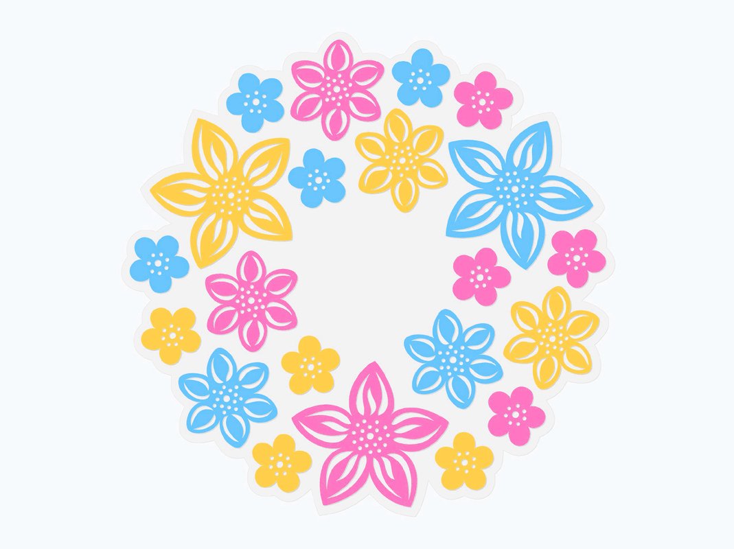 Fensterbild – Blumenkranz – Bastelvorlagen und Anleitung