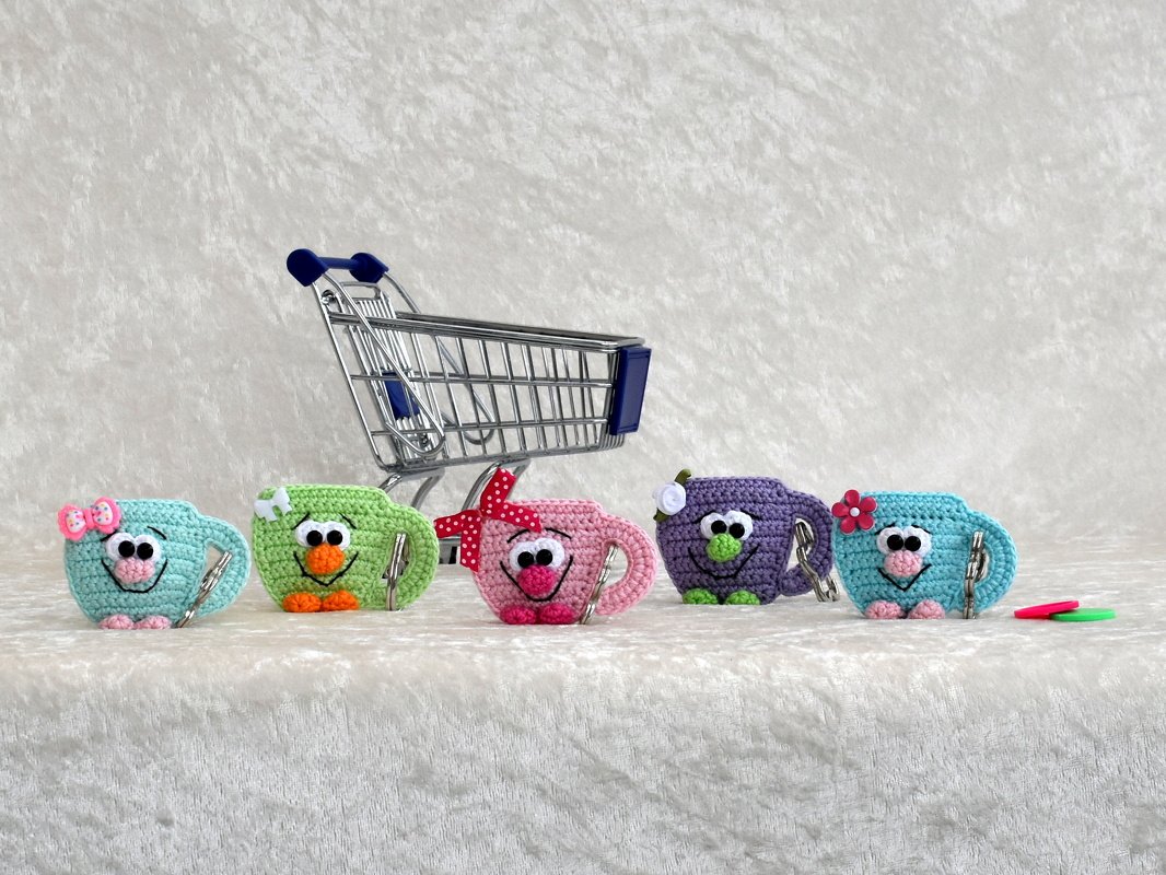 Häkelanleitung, "Chip-Tässchen" für Einkaufswagenchip! Ideal für Wollreste! - Bild 4
