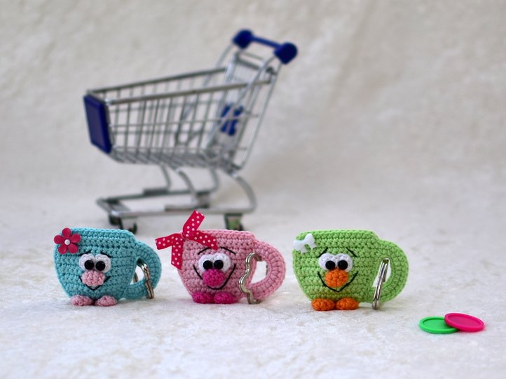 Häkelanleitung, "Chip-Tässchen" für Einkaufswagenchip! Ideal für Wollreste!