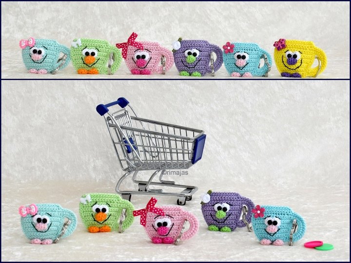 Häkelanleitung, "Chip-Tässchen" für Einkaufswagenchip! Ideal für Wollreste!