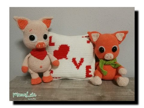 Schweinchen Rose & Pepe in Love - Häkelanleitung