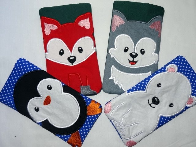 Stickdatei Handytasche ITH Tasche Bär Wolf Fuchs - Bild 2