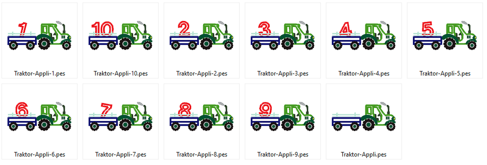 Stickdatei Geburtstags Traktor mit Hänger - Bild 6