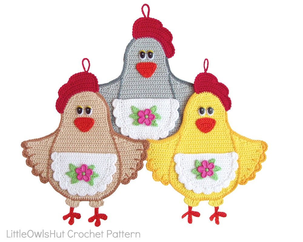 067 Crochet Pattern - Lady Chicken Potholder or decor  - Amigurumi PDF file by Zabelina CP