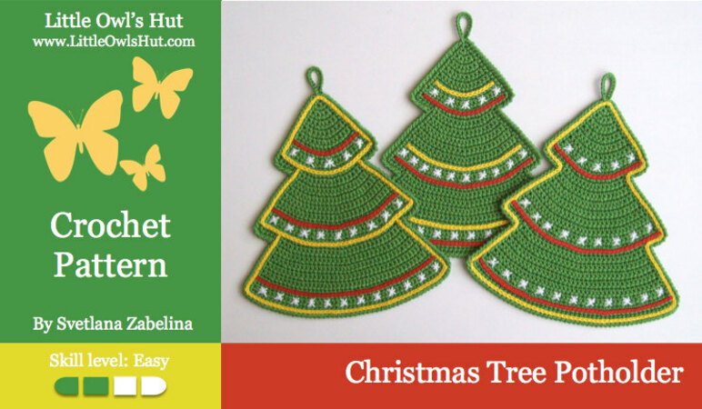 087 Crochet Pattern - Christmas tree Potholder or decor  - Amigurumi PDF file by Zabelina CP
