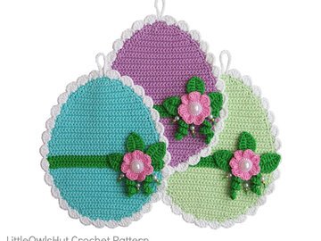 066 Crochet Pattern - Eggs Potholder or decor - Amigurumi PDF file by Zabelina CP
