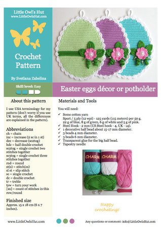 066 Crochet Pattern - Eggs Potholder or decor  - Amigurumi PDF file by Zabelina CP