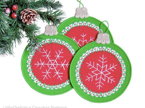 182 Crochet Pattern - Christmas Baubles Potholder or decor  - Amigurumi PDF file by Zabelina CP