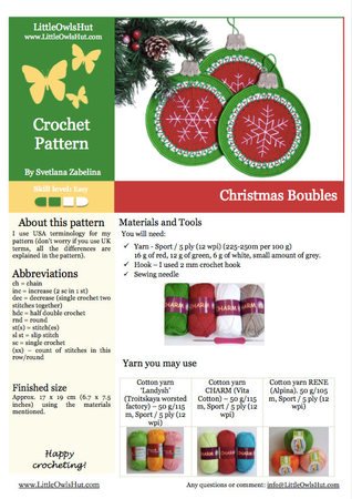 182 Crochet Pattern - Christmas Baubles Potholder or decor  - Amigurumi PDF file by Zabelina CP