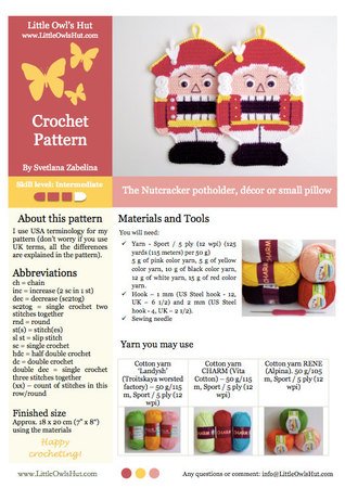 108 Crochet pattern - Nutcracker Potholder or decor  - Amigurumi PDF file by Zabelina CP