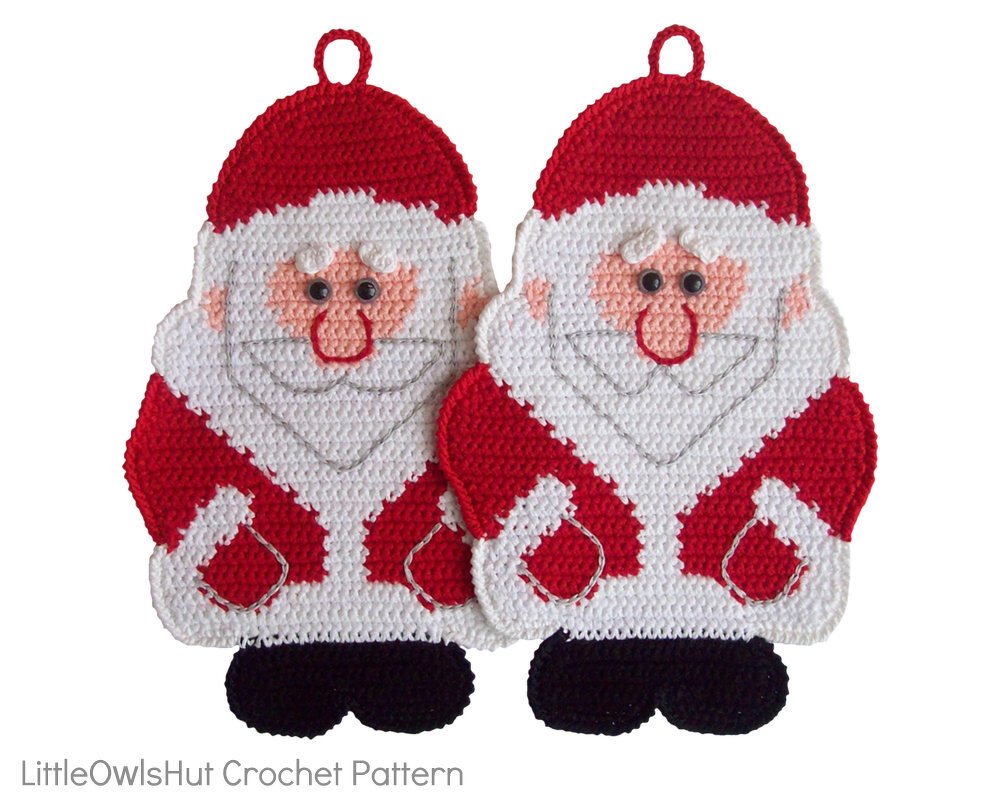 039 Crochet Pattern - Santa Claus Potholder or decor - Amigurumi PDF file by Zabelina CP