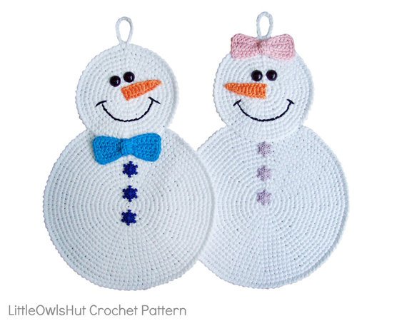 038 Crochet Pattern - Snowman Potholder or decor  - Amigurumi PDF file by Zabelina CP