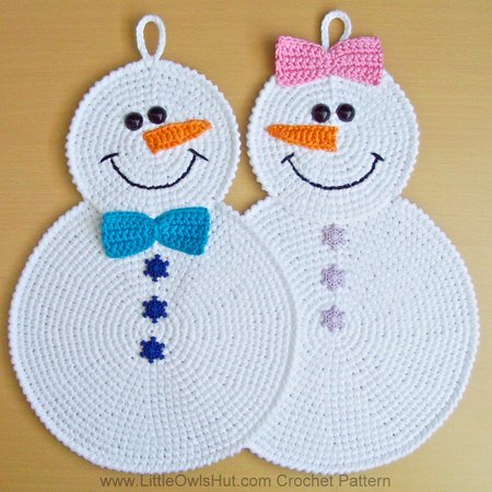 038 Crochet Pattern - Snowman Potholder or decor  - Amigurumi PDF file by Zabelina CP