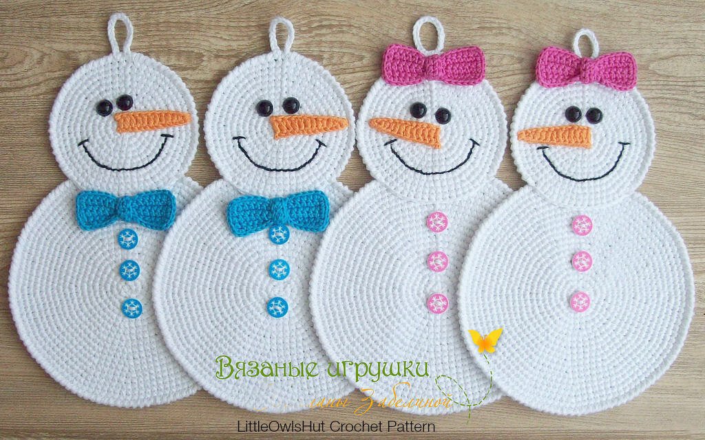 038 Crochet Pattern - Snowman Potholder or decor  - Amigurumi PDF file by Zabelina CP - Image 5