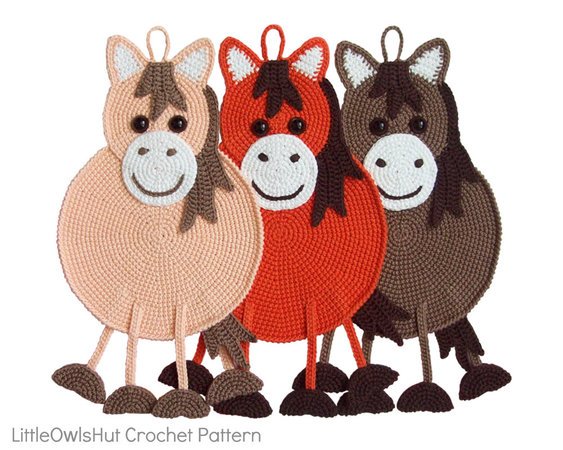 046 Crochet Pattern - Horse Potholder or decor  - Amigurumi PDF file by Zabelina CP