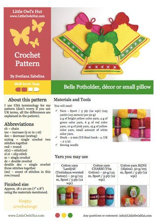 107 Crochet pattern - Bells Potholder or decor  - Amigurumi PDF file by Zabelina CP