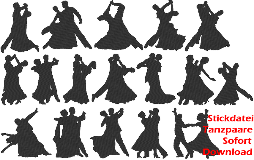 Stickdatei  - Tänzer klassisch Tanzpaar tanzen Tanz Dancing Silhouette