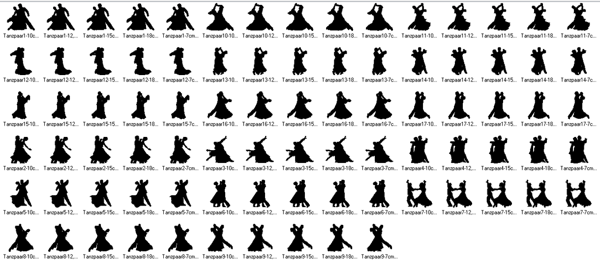 Stickdatei  - Tänzer klassisch Tanzpaar tanzen Tanz Dancing Silhouette