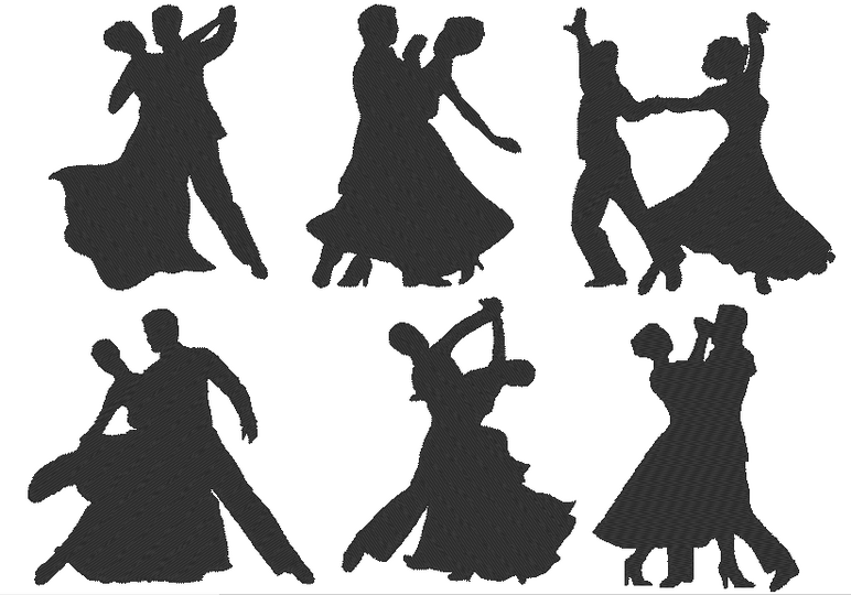 Stickdatei  - Tänzer klassisch Tanzpaar tanzen Tanz Dancing Silhouette