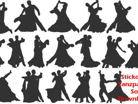Stickdatei  - Tänzer klassisch Tanzpaar tanzen Tanz Dancing Silhouette
