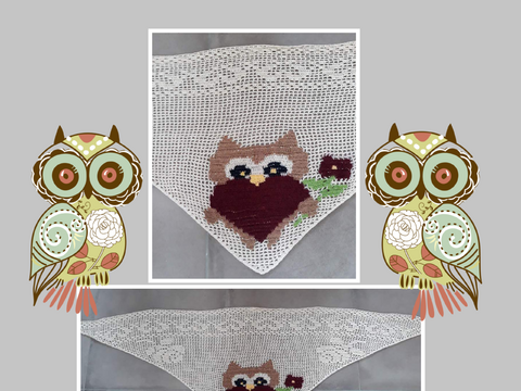 Motivtuch Eule mit Herz