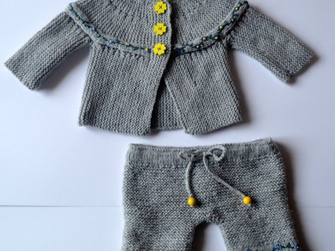 BABY SET - JÄCKCHEN "VERGISSMEINNICHT" UND KURZHOSE IN DREI GRÖßEN * STRICKANLEITUNG