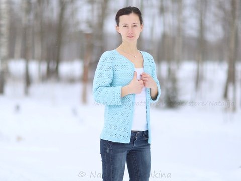 Damen Jacke für Frühling und Sommer in Gr. S, M  - Häkelanleitung mit Häkelschrift