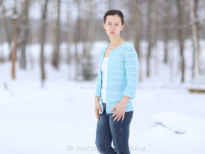 Damen Jacke für Frühling und Sommer in Gr. S, M  - Häkelanleitung mit Häkelschrift