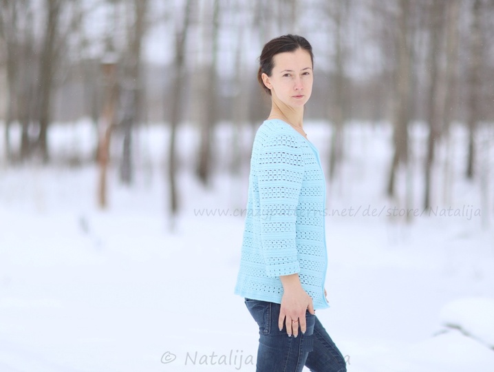Damen Jacke für Frühling und Sommer in Gr. S, M  - Häkelanleitung mit Häkelschrift