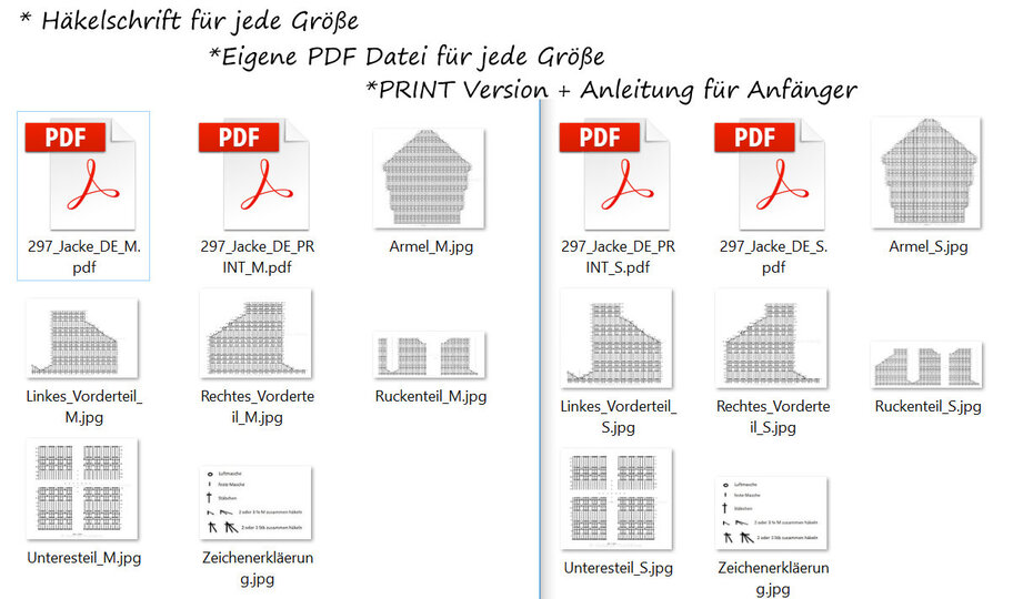 Damen Jacke für Frühling und Sommer in Gr. S, M  - Häkelanleitung mit Häkelschrift