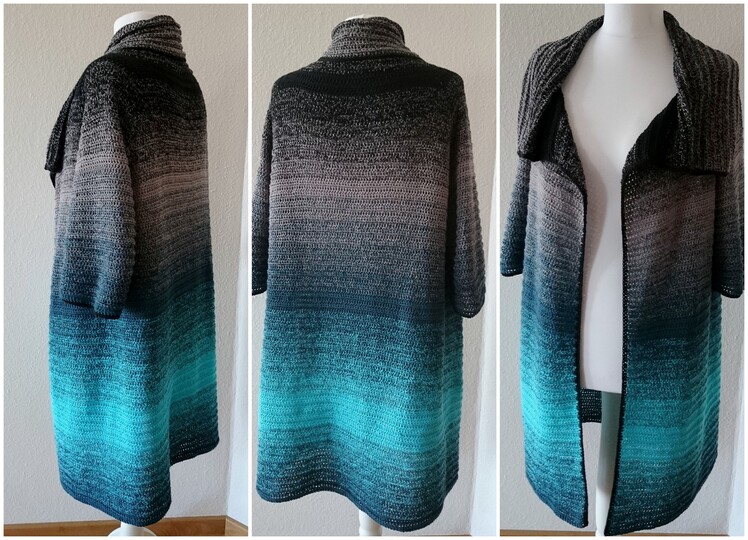 Long-Jacke - Alle Größen - Häkelanleitung PDF