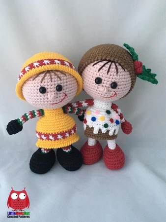 172 Crochet Pattern - Girl Doll in a Christmas Muffin outfit - Amigurumi PDF file by Stelmakhova CP