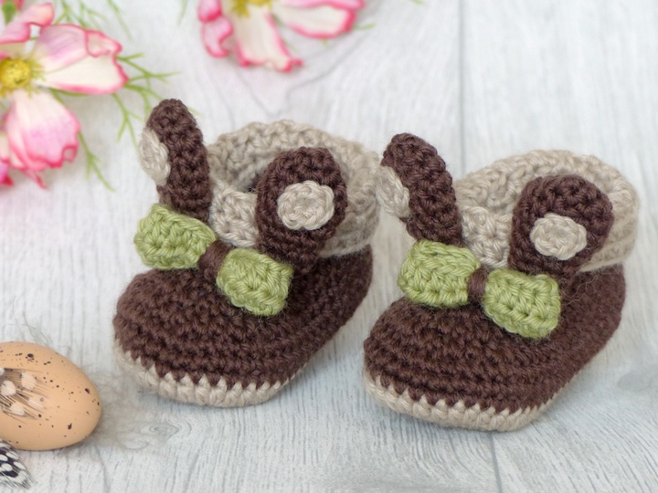 Baby Booties „Bunny“, 0-6 months – Crochet Pattern