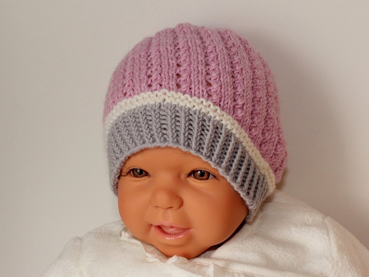 Strickanleitung Babymütze mit Lochmuster, ca. 2 - 8 Monate